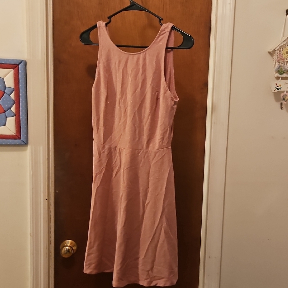 H&M Glitter Dusty Pink Sleeveless Midi Dress
